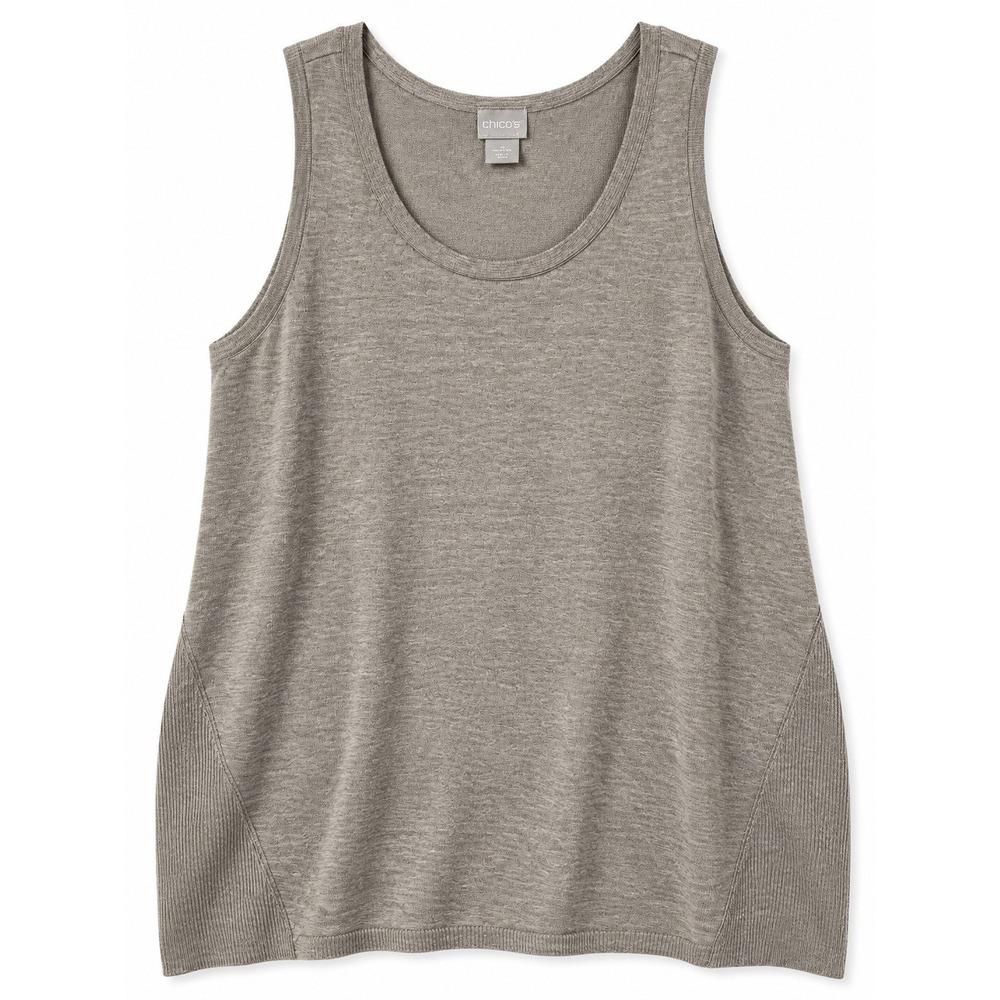Chico's Women's Size 3 XL Easywear Knit Tank Top Tan Casual Beach Coastal - Picture 2 of 8
